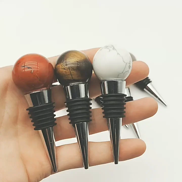 Customized Natural Rose Quartz Gem Crystal Bottle Stopper Gemstone Wine