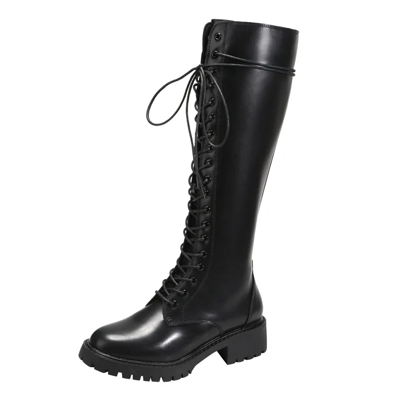 Amazon.com: Botas altas hasta la rodilla con cordones para mujer, elegantes  y suaves de piel con forro de piel, punta redonda, botas de invierno para  nieve : Ropa, Zapatos y Joyería