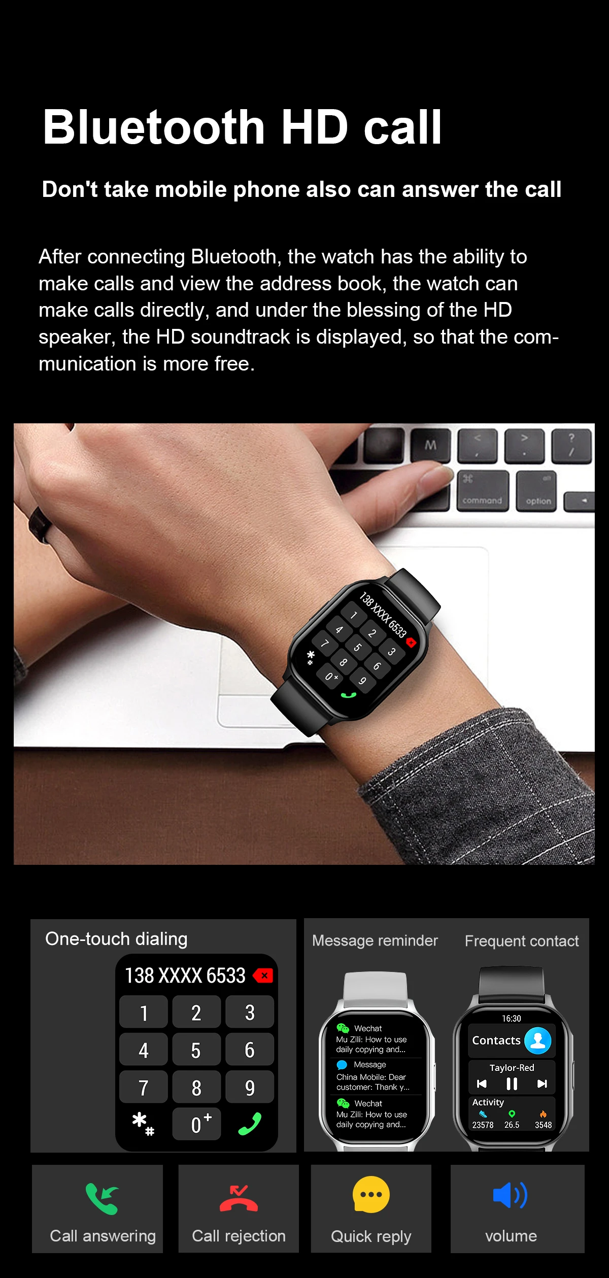 Yuniq Amoled 2023 Calling Amoled 2.04 Inch 368*448 Full Touch Customize Face Sleep Monitoring Reloj New Arrival Smart Watch Hk26