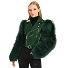 Long Sleeves Plus Size Fur Bubble Coat Genuine Leather Jacket Luxury Whole SKin Women Cropped Real Fox Fur and Leather Coat