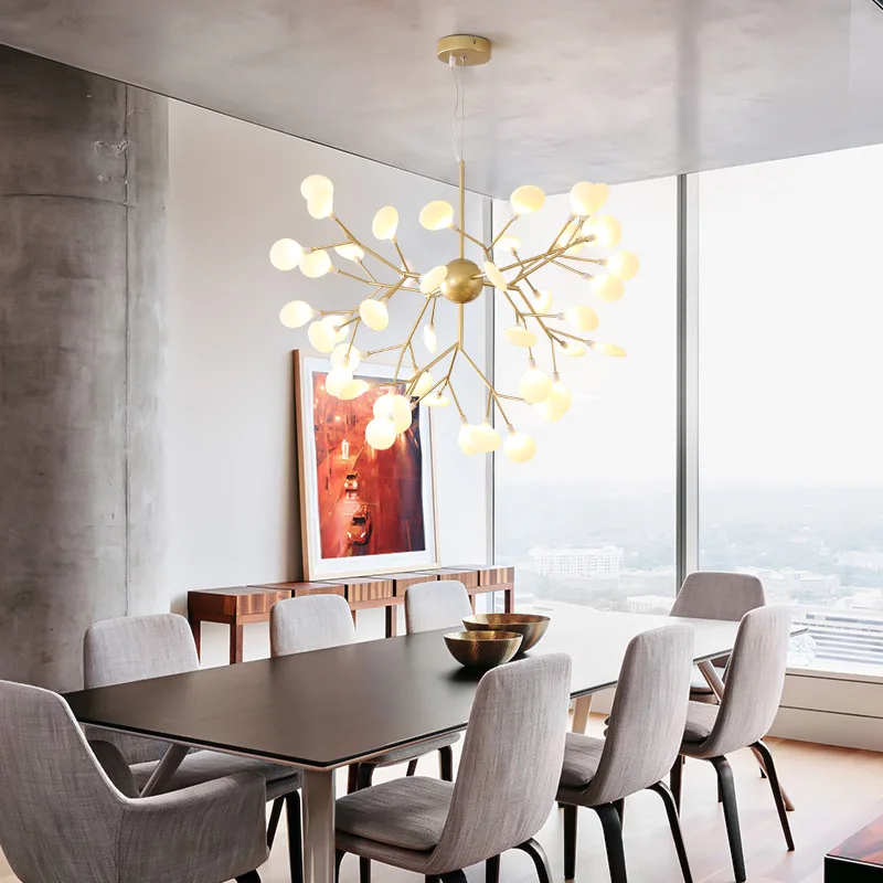 Nordic Modern Leaf LED Chandelier Pendant Light Adjustable Design