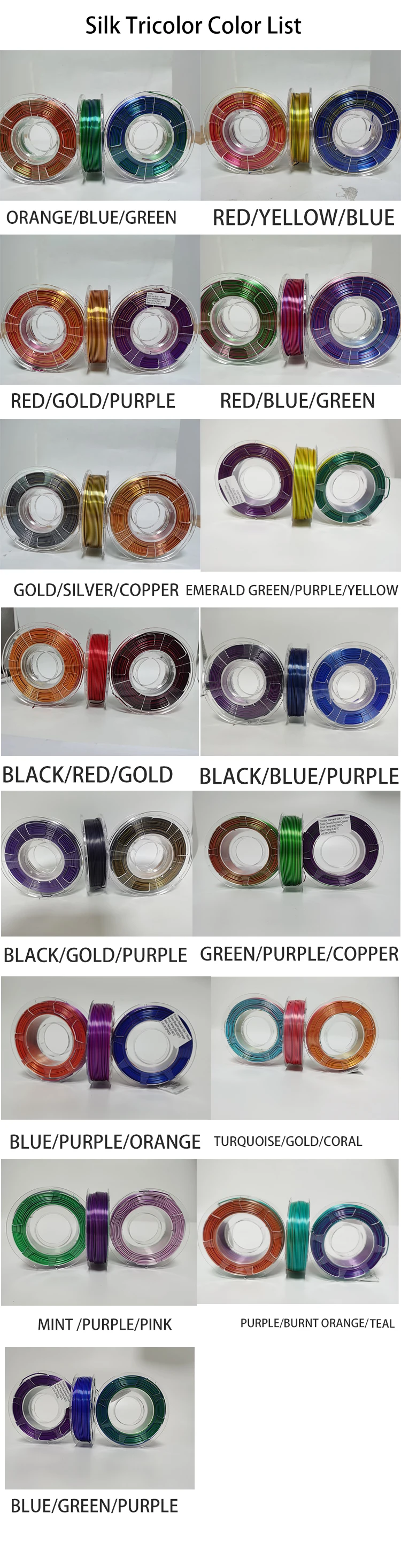 Silk Triple Color Filament Tricolor PLA Filament 3d Printing Filament ...