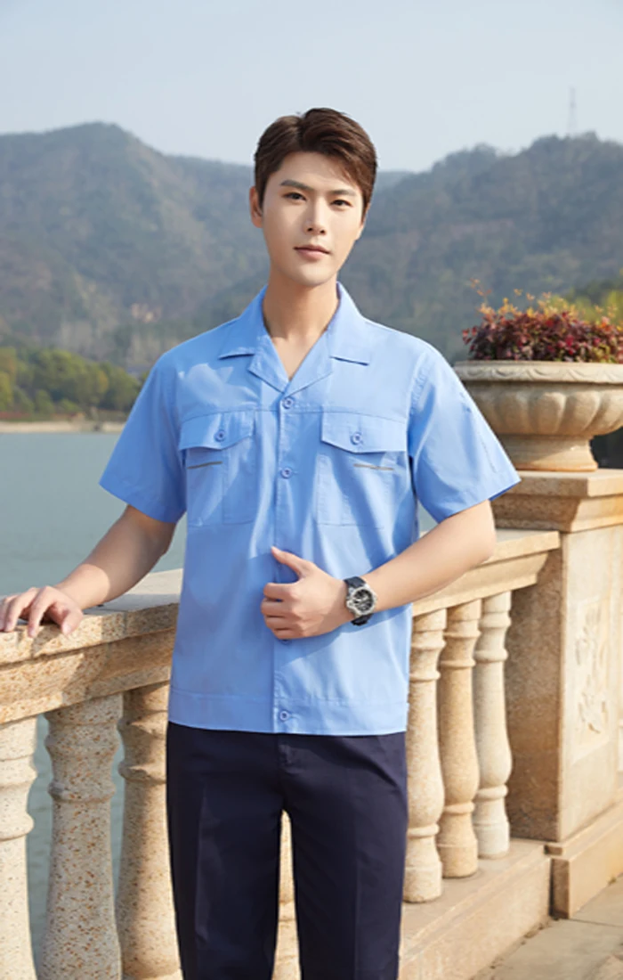 Summer work uniform set men thin long short-sleeved site workshop labor protection work clothing set