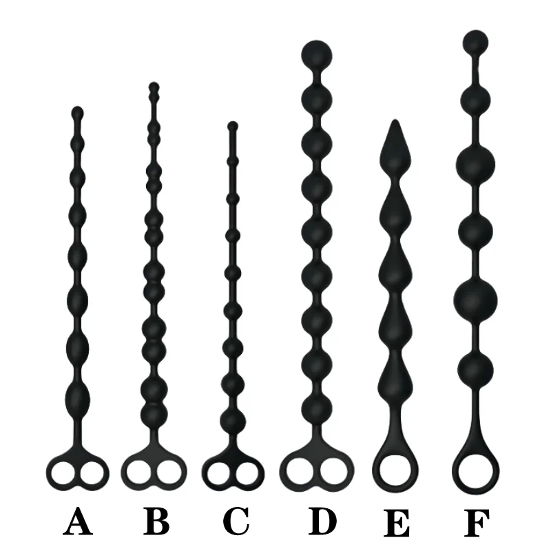 Anal bead trainer product diagram and sizing specifications