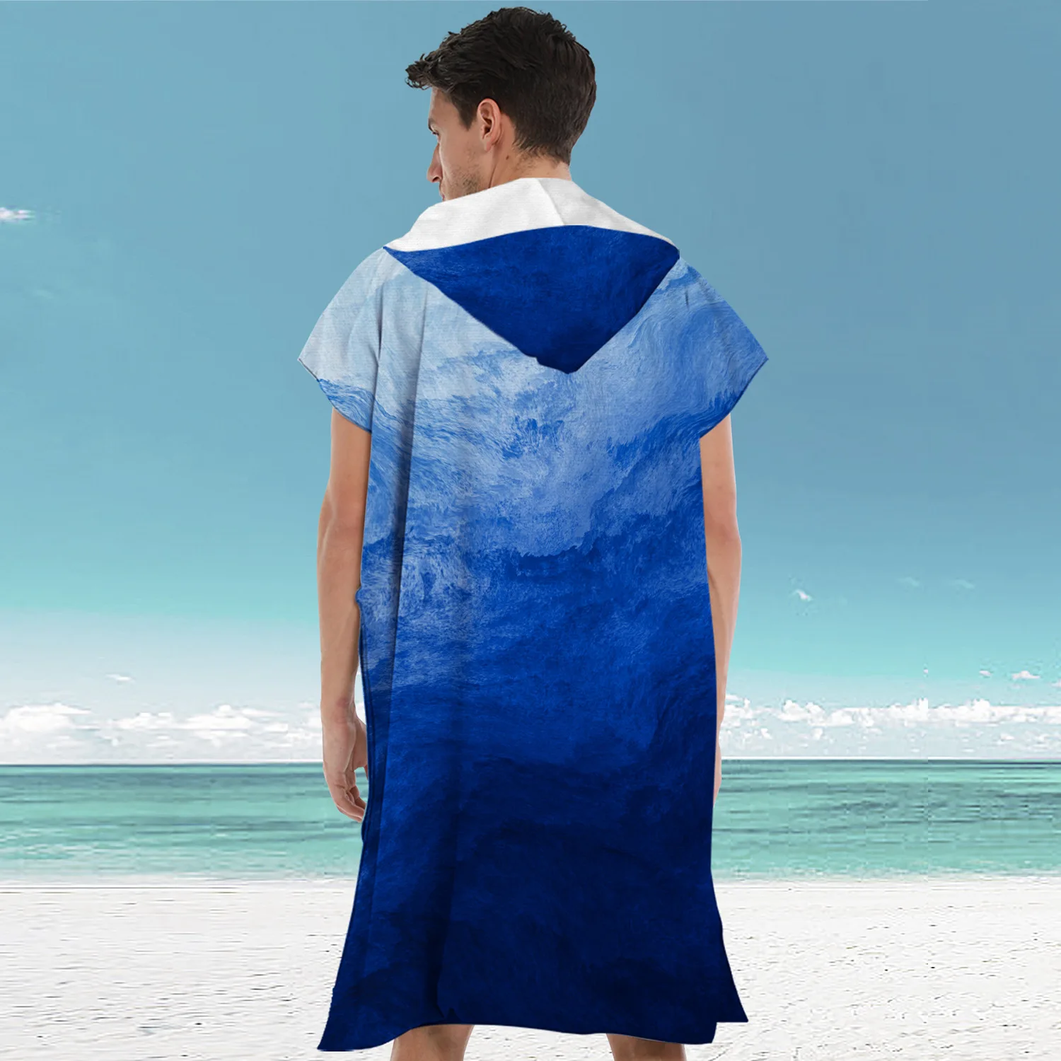Wholesale Custom Printed Microfiber Hooded Poncho Bath Beach Towel Quick Drying Novelty Pattern Logo for Adults Pool Swim Use