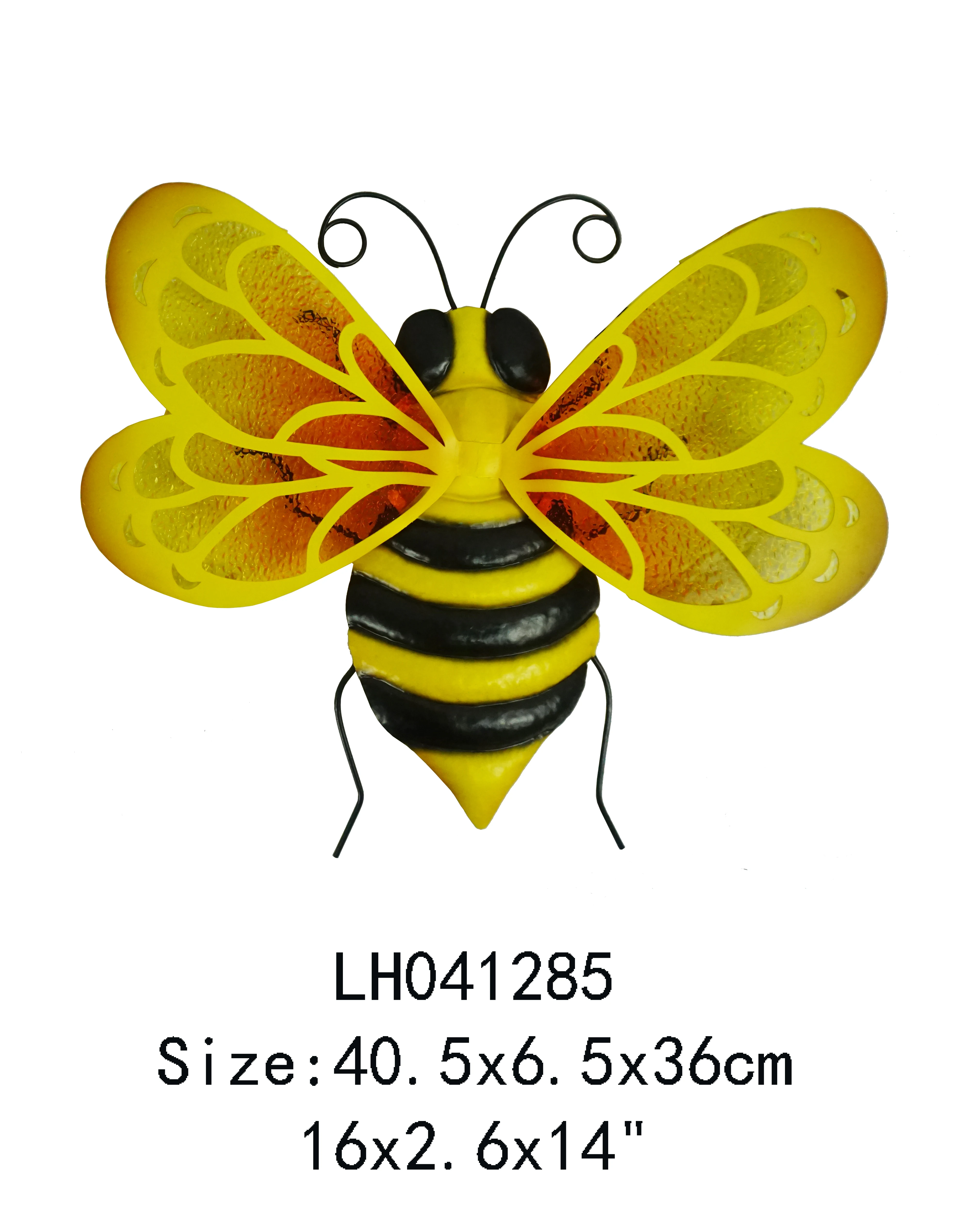 Indoor and Outdoor 10 Inches Metal With Glass Wall Honeybee Wall Art Bee