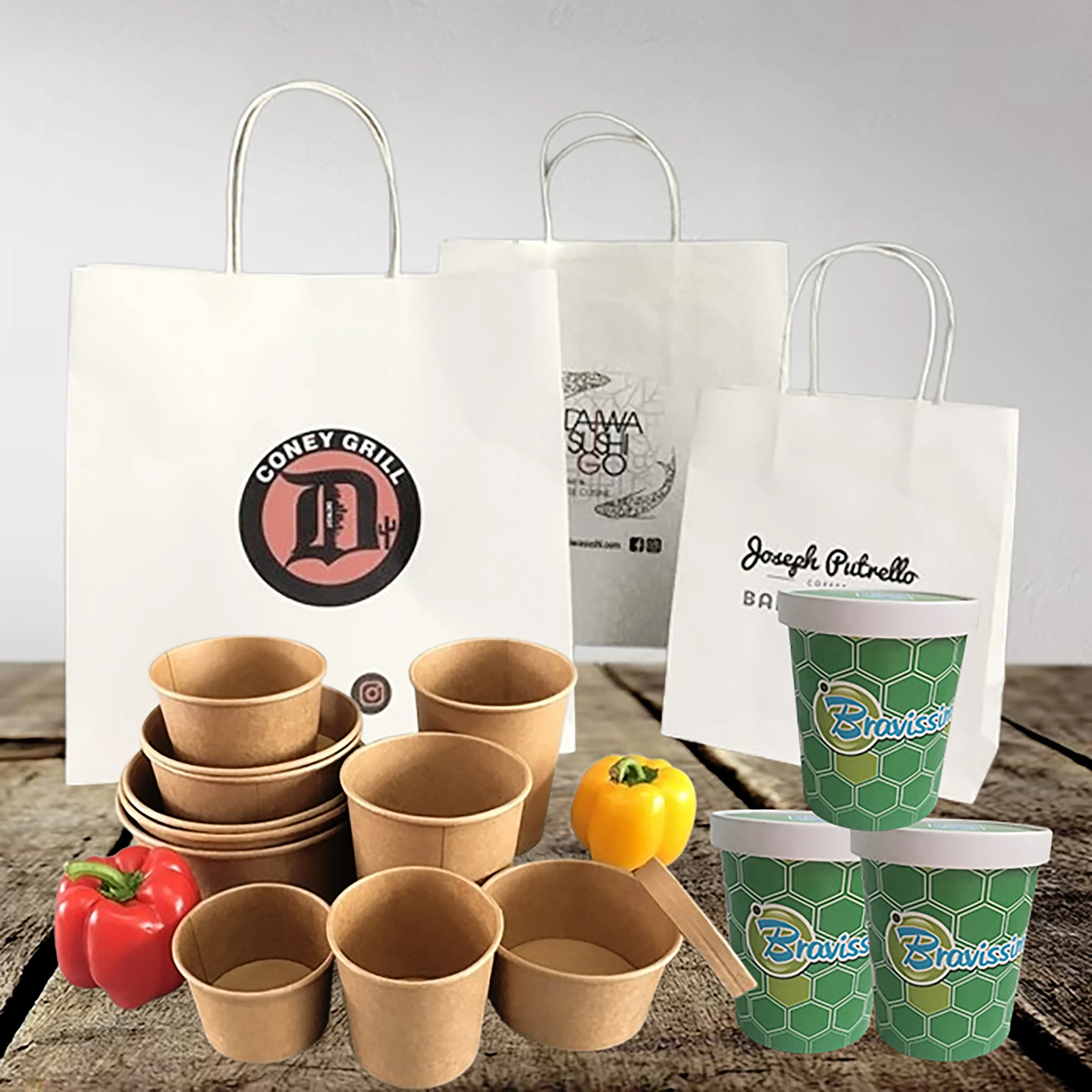 Wholesale Custom Printed Disposable Restaurant Use Kraft Paper Noodle Soup Salad Bowl