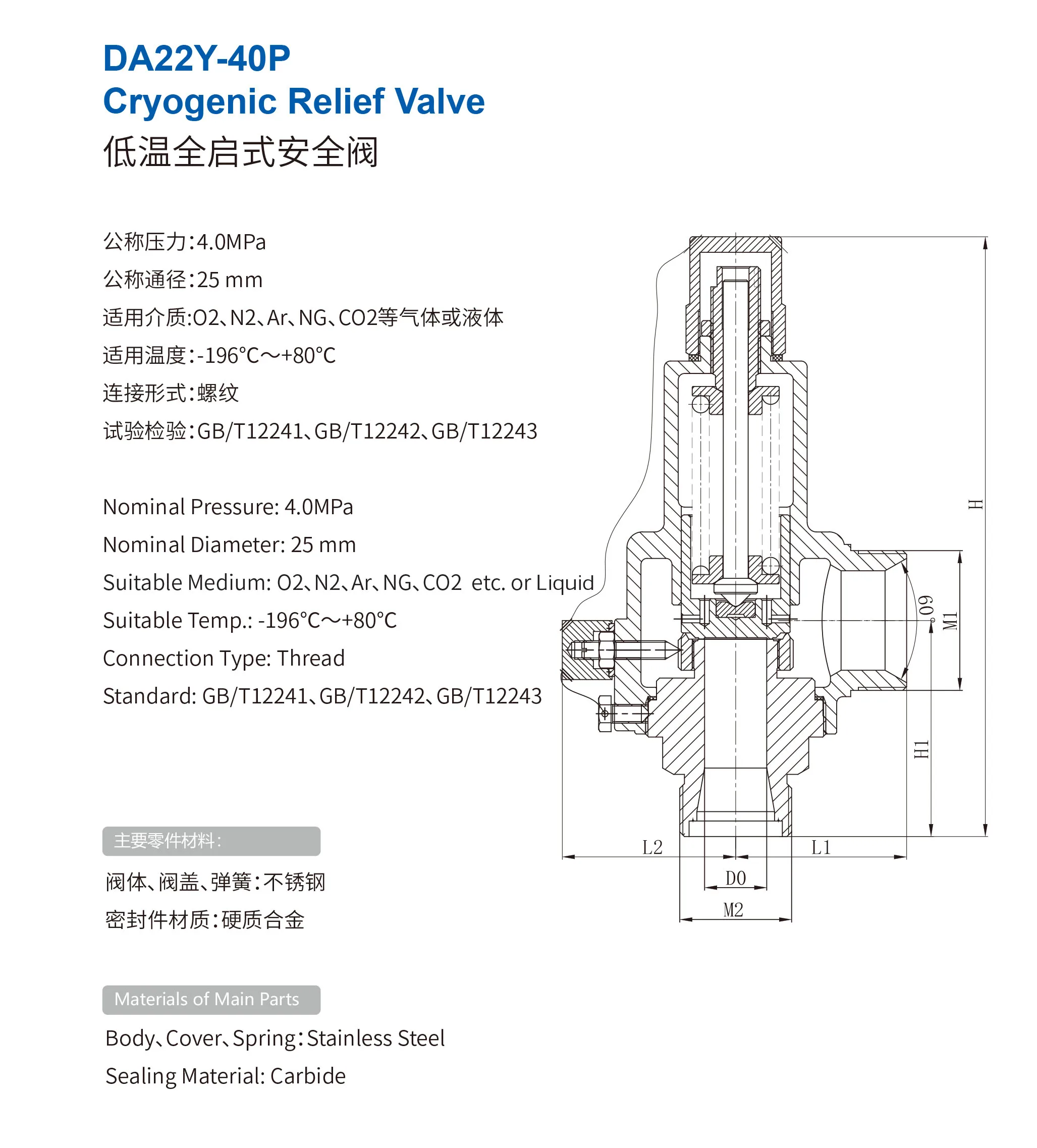 Lift Safety Relief Valve, DAH-25C, Stainless, Steel - detail 4