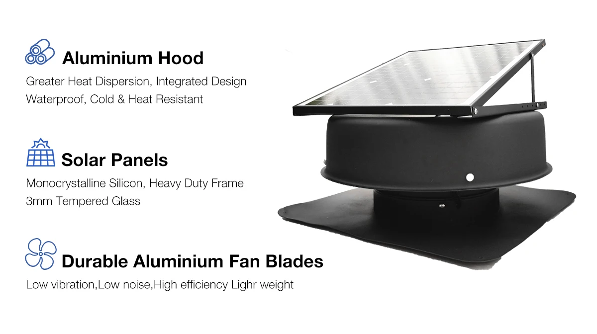 14inch DC Solar Roof Fan - Efficient Axial Flow Ventilation