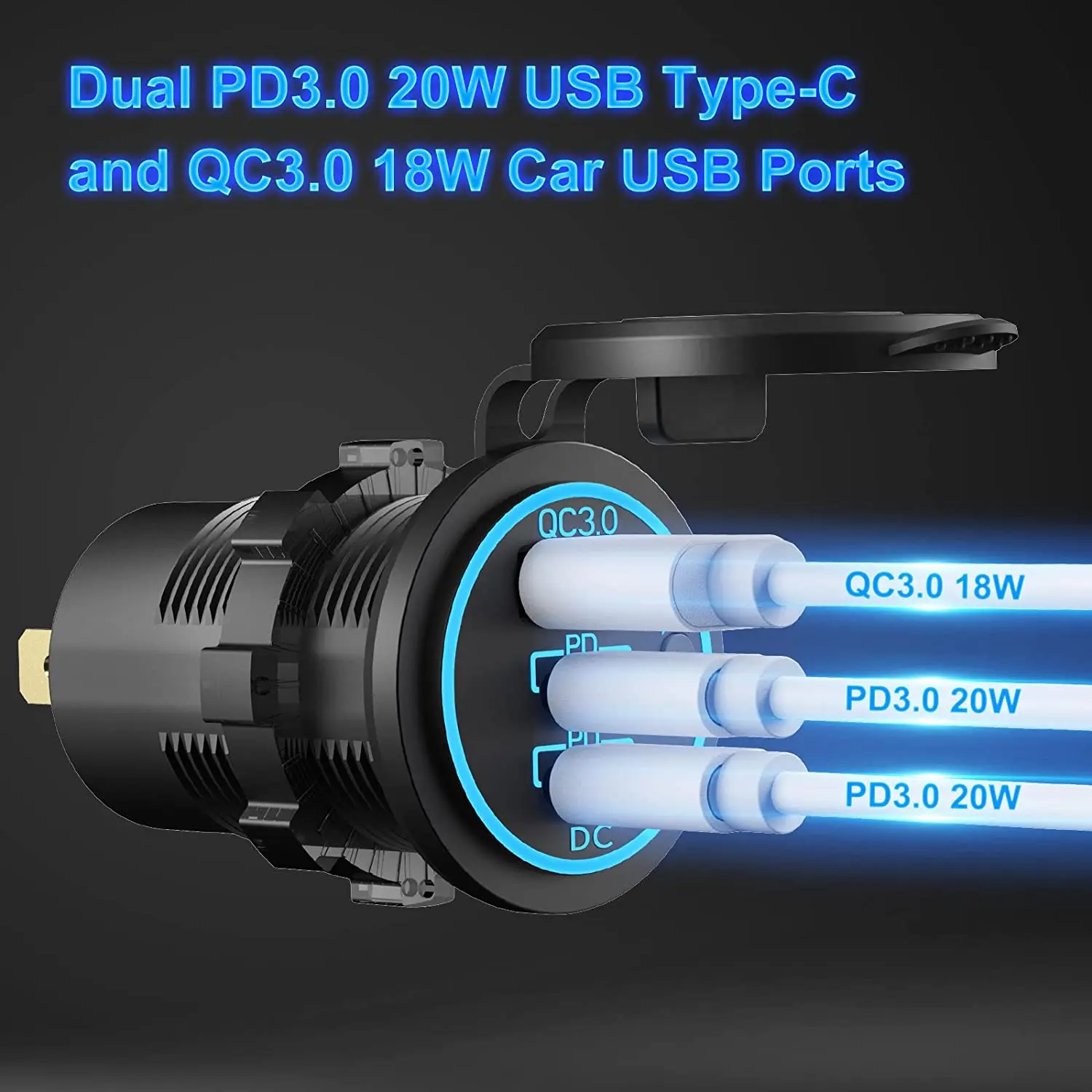 Dual Pd Rapid Charger Qc30 Usb Triple Power Socket With E Button Car Charger Socket Buy Hot 9998