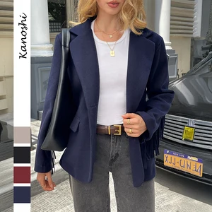 2026 Blazers for Women Business Casual Long Sleeve Lapel Open Front Suit Jacket Work Blazer with Pockets