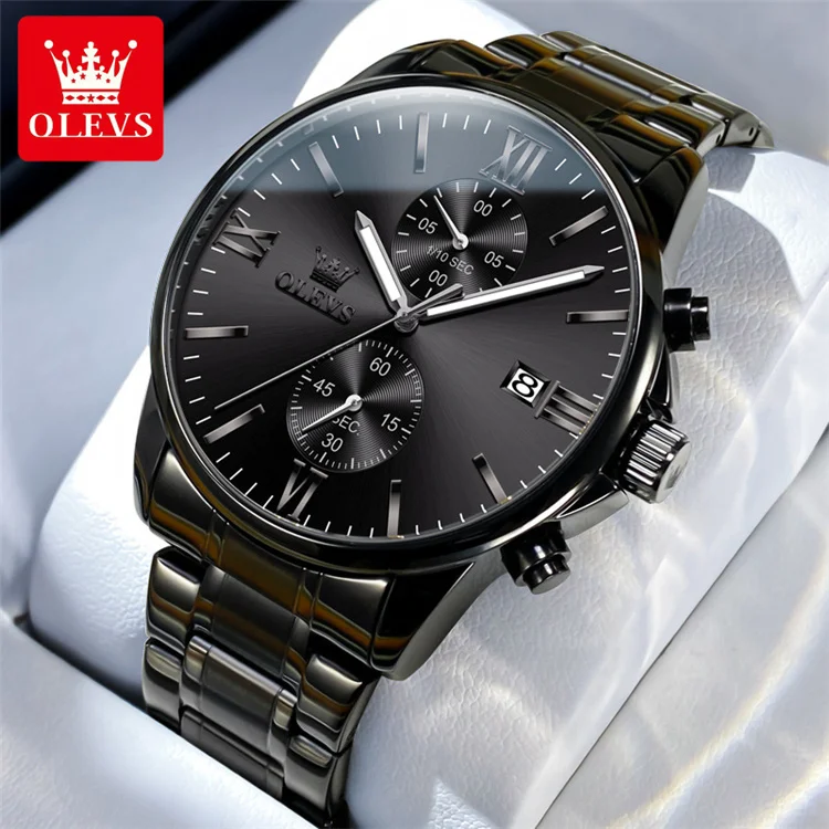 OLEVS 2886 Watches for Men Luxury Chronograph Quartz Watch Fashion Business Waterproof Luminous Stainless Steel Wrist Watch