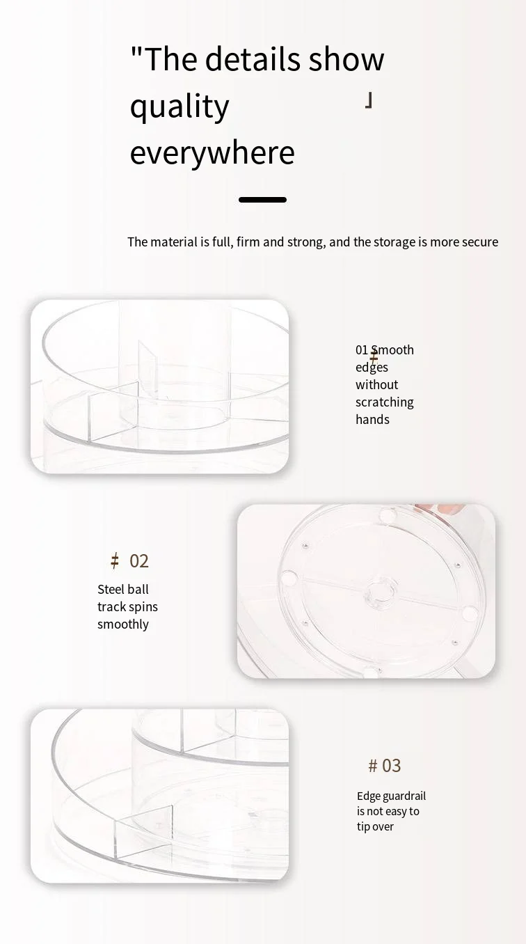 Wholesale transparent storage box Plastic rotating base desktop storage Makeup box Cosmetics storage box large capacity details