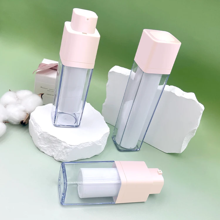 15 ml 30 ml 50 ml hidden spin press head square essence bottle emulsion airless bottle