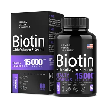 Private Label Biotin Keratin Collagen Supplement Pills Organic Hair Skin Nails Growth Vitamins Biotin Capsule