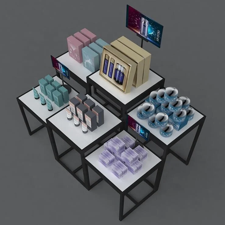 Makeup Cosmetic Store Product Shelf Display Stand Skin Care Gondola Rack Display Shelves