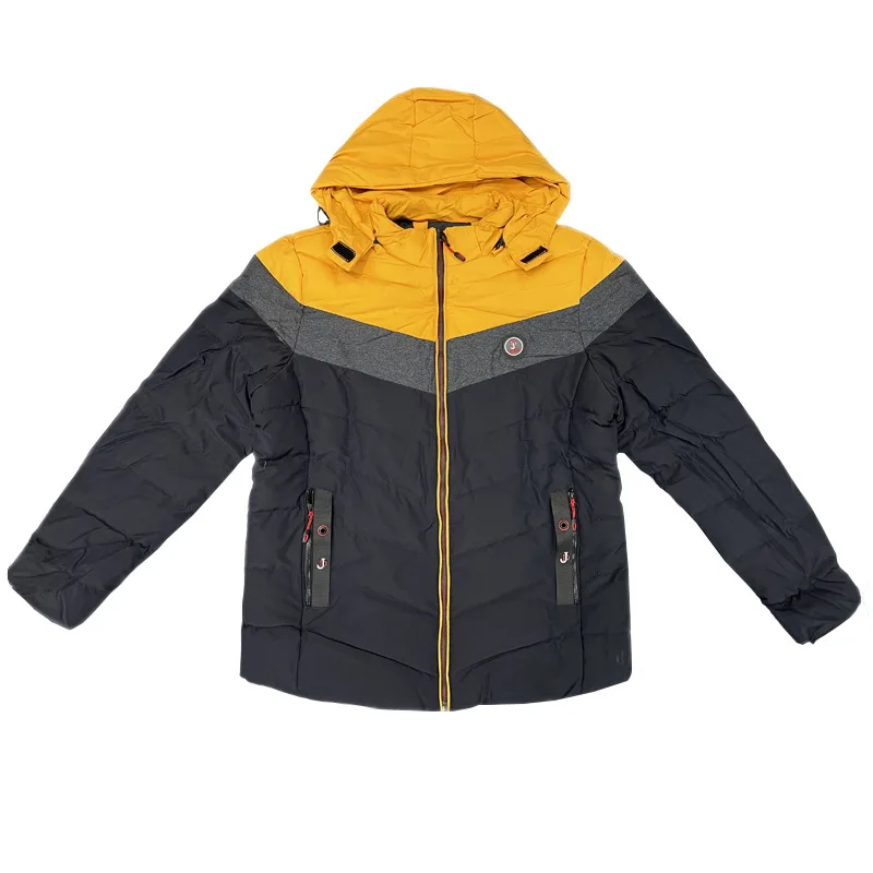 Winter New Warm Men's Color Matching Hood Detachable Cotton Coat_voghion.com