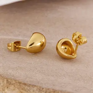Latest Trendy Stainless Steel Geometric Drop Earrings Unisex Gold-Plated