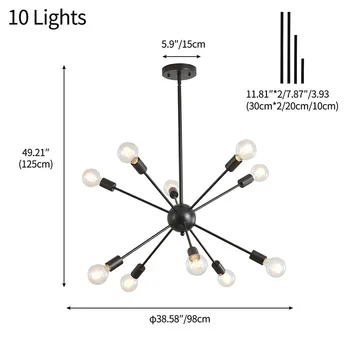 Factory Direct 10-lights metal sputnik chandelier led chandelier satellite chandelier