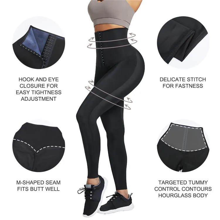 Oem Odm Fat Burning Women Fitness Wear Compression Tight Slim Waist Trimmer High Waist Yoga Pants Waist Trainer Corset Leggings details