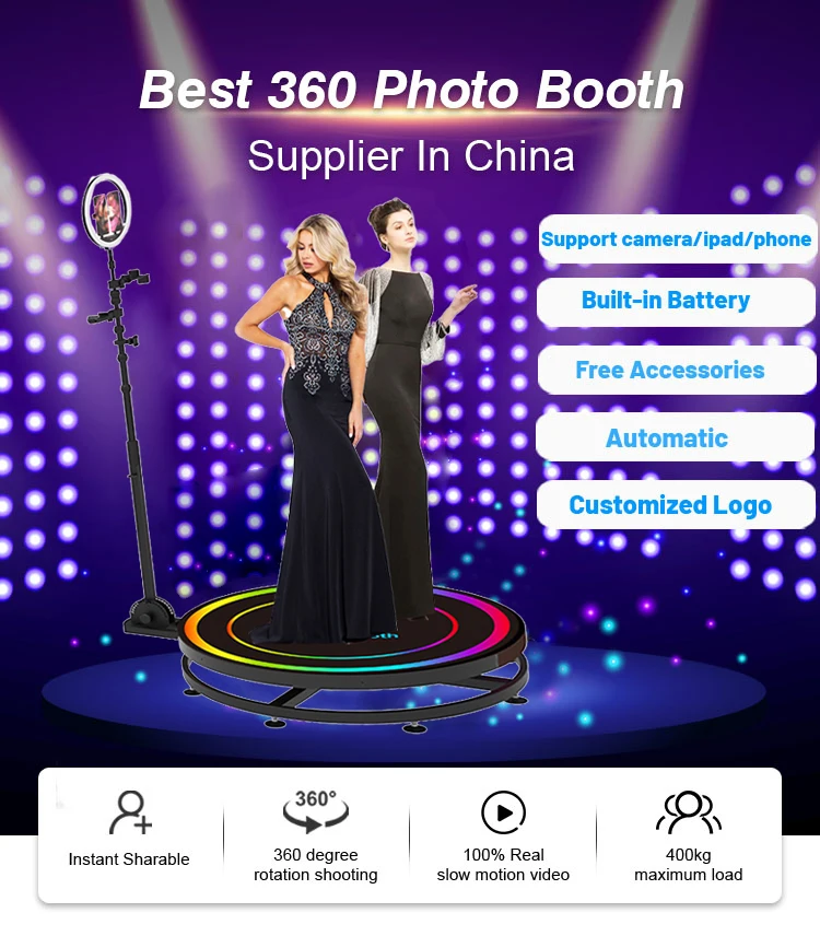 80cm360 Platform Photo Booth Camera 360 Degree Photo Booth Portable 360 Degree Rotating Camera