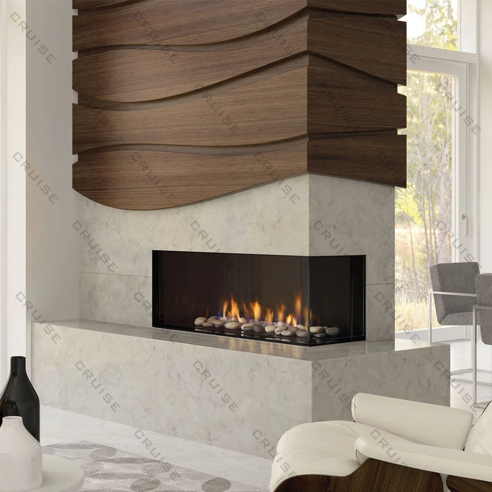 CRUISE Intelligent Remote Control 915x483x534mm Double Row Flame Double-Sided Transparent to See Fire Decorating Gas Fireplace