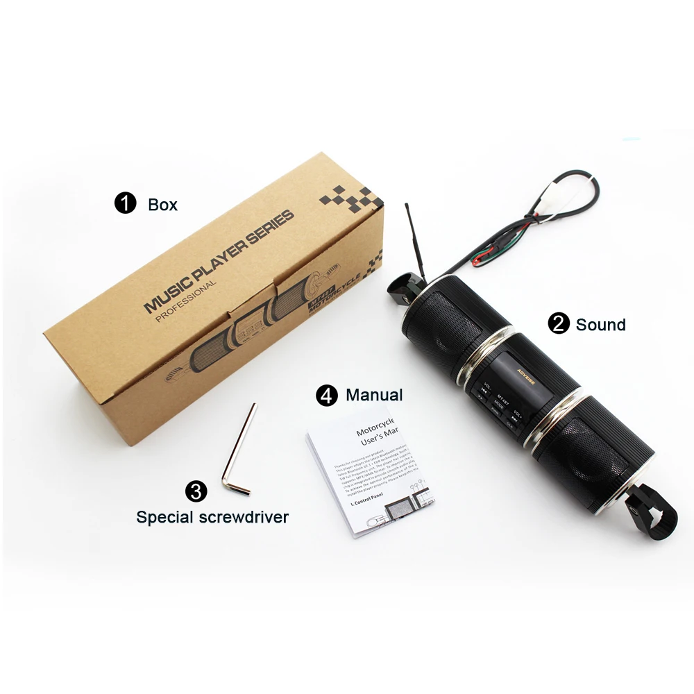 Aoveise Mt487 New Trendy Bt Subwoofer Speaker Motorcycle Mp3 Audio