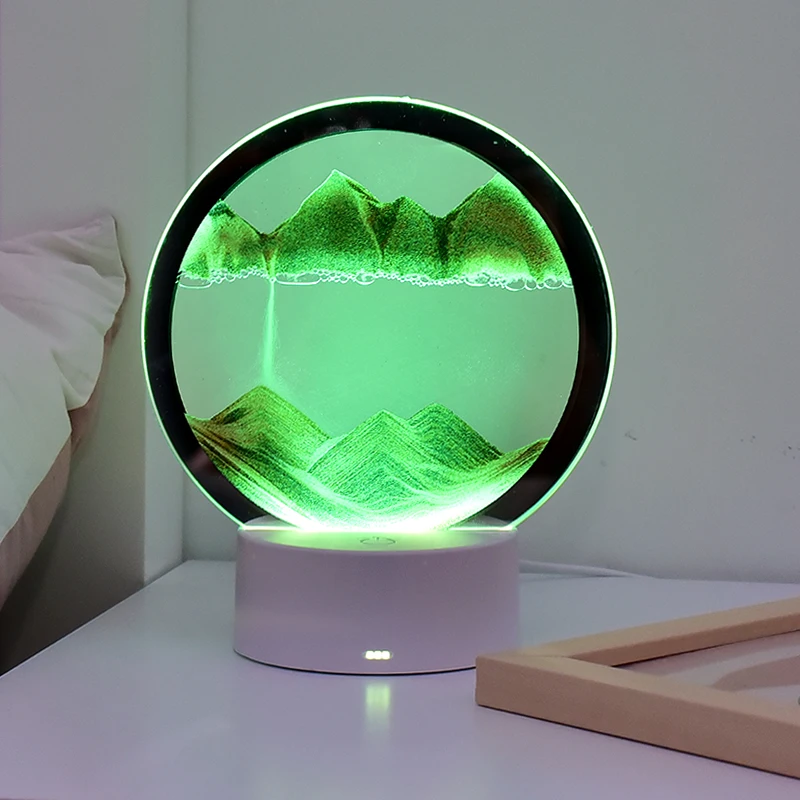 Creative Modern Quicksand Table Lamp 3d Home Decor Living Room Bedside Table Round Art Decorate Light