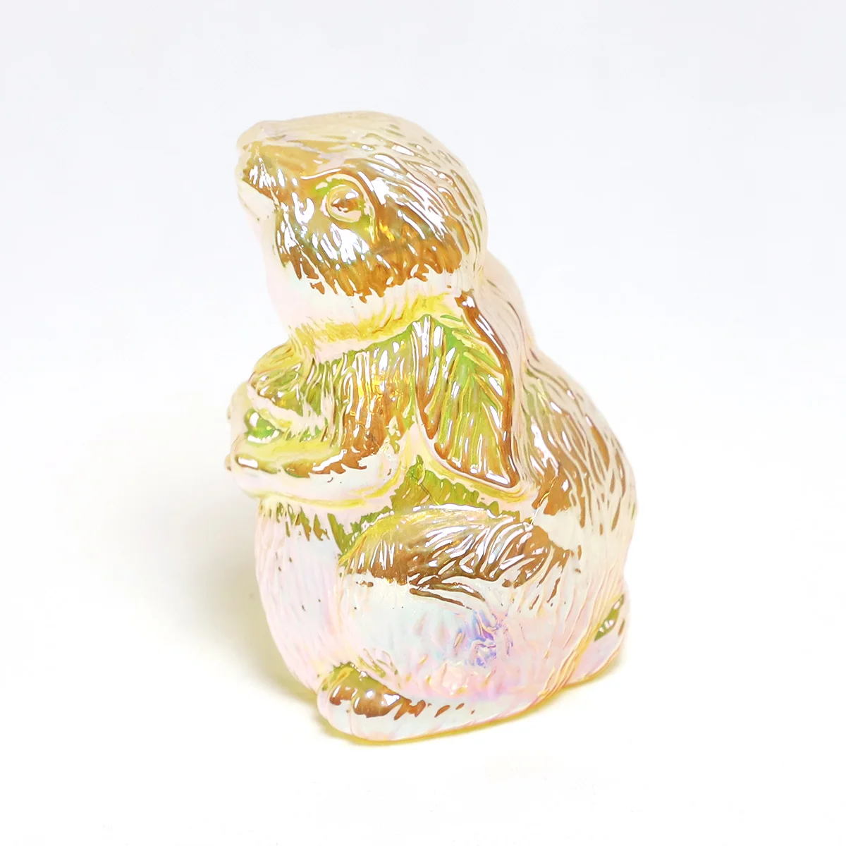 hand blown glass high quality easter ornaments rabbit  Factory direct sale led glass easter bunny for easter decoration