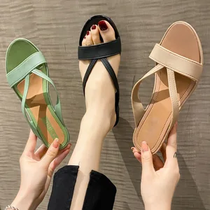 New Minimalist Slingback Wedge Sandals Outdoor Summer Lightweight Slides Solid Color Thick Bottom Female Sandals Womens Shoes