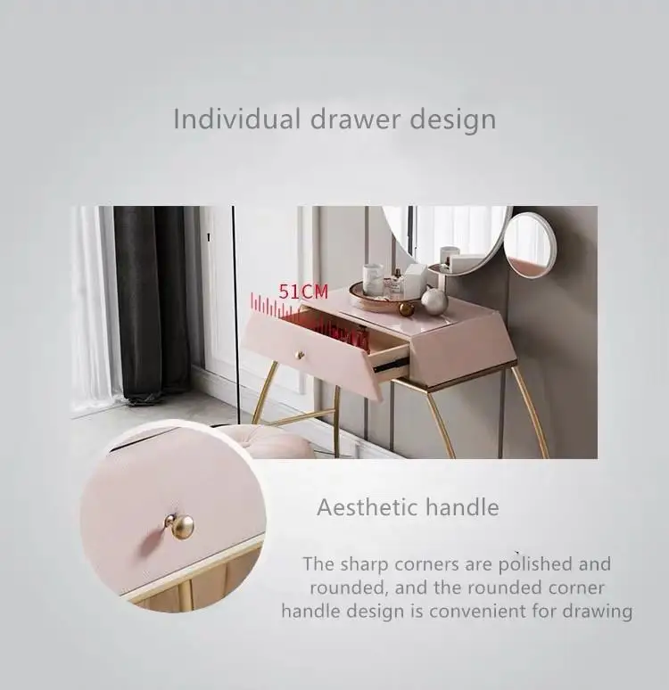 Bedroom furniture household modern dressing table set minimalist European style makeup table wrought iron frame dresser