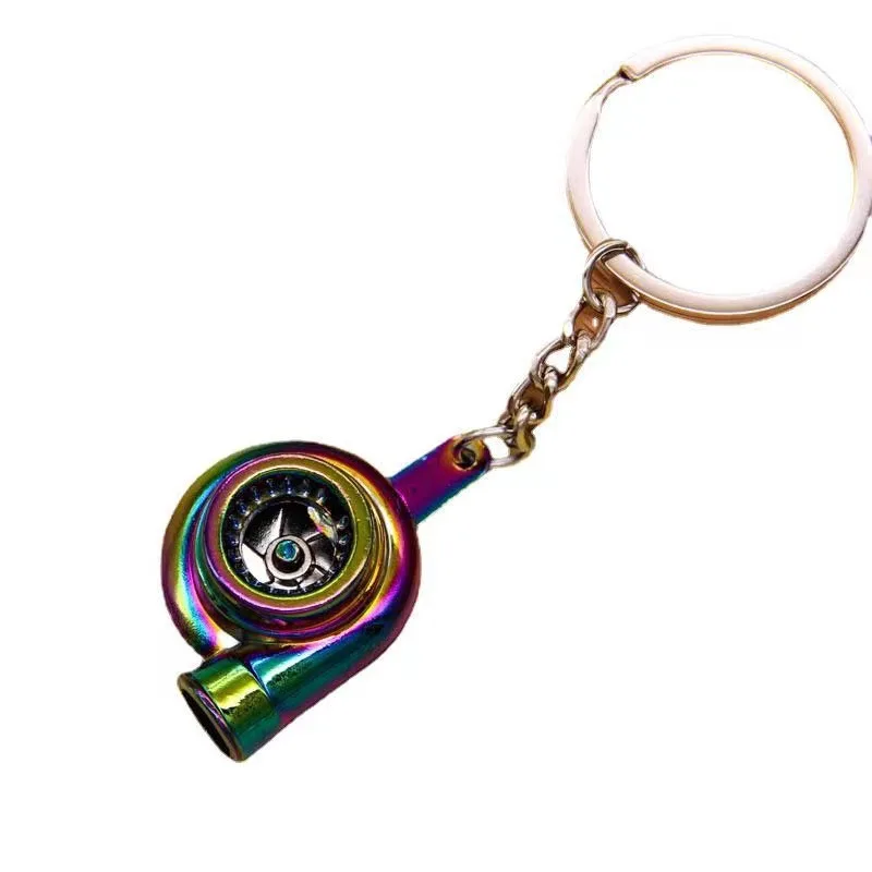 Creative Multicolor Turbo Chain Auto Part Key Ring Bearing Spinning Turbine Turbocharger Metal Keychains Car Parts Keyring 11