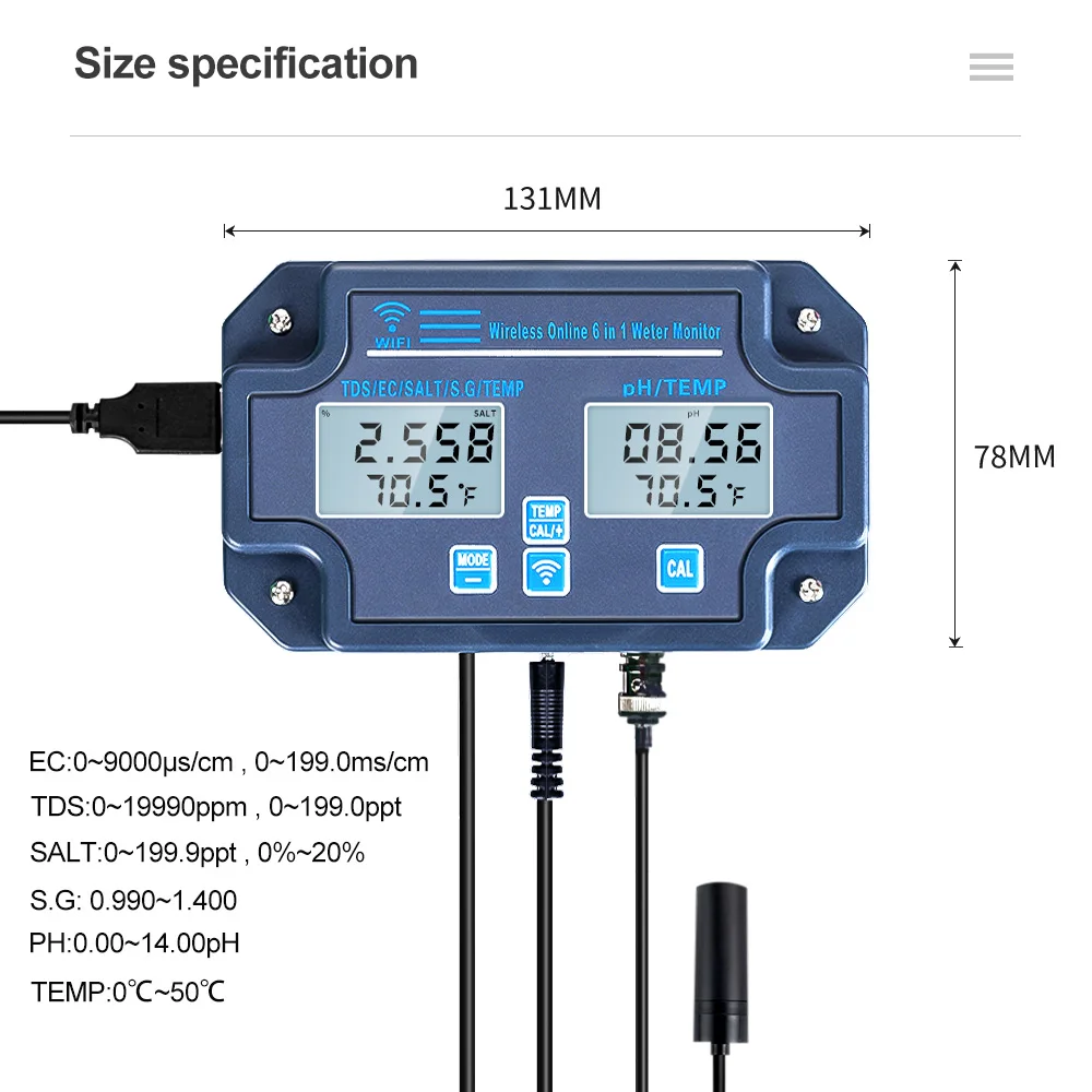 Portable Digital Wireless 4 In 1 Soil Moisture PH Light Temperature Meter