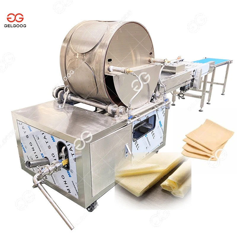 Gelgoog Automatic Samosa Dough Pastry Sheet Machinery Wrapper Spring Roll Skin Manufacturing Machine