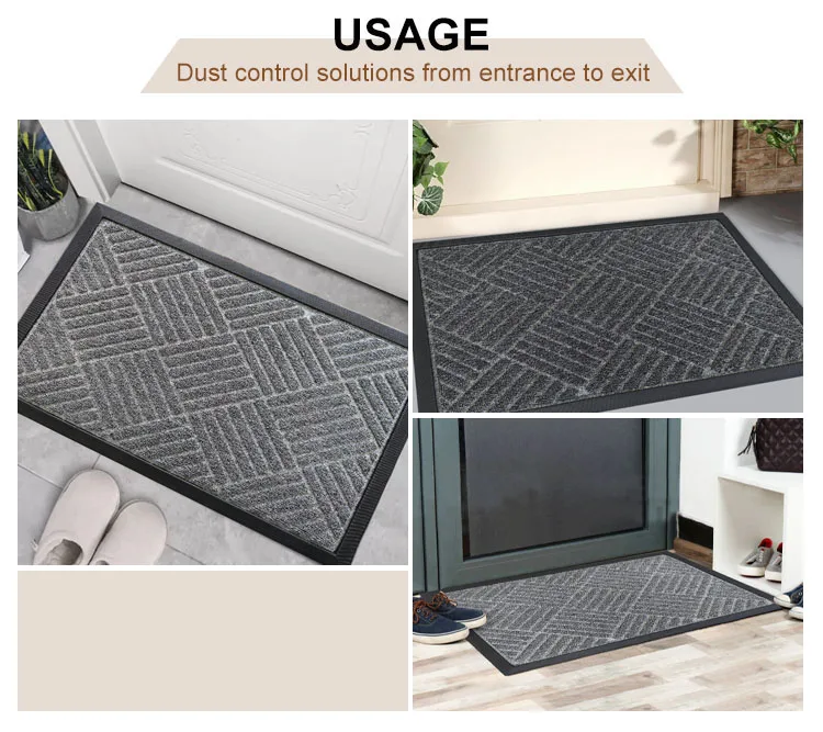 PP material loop pile surface TPE doormat outdoor front rubber door mat(图8)