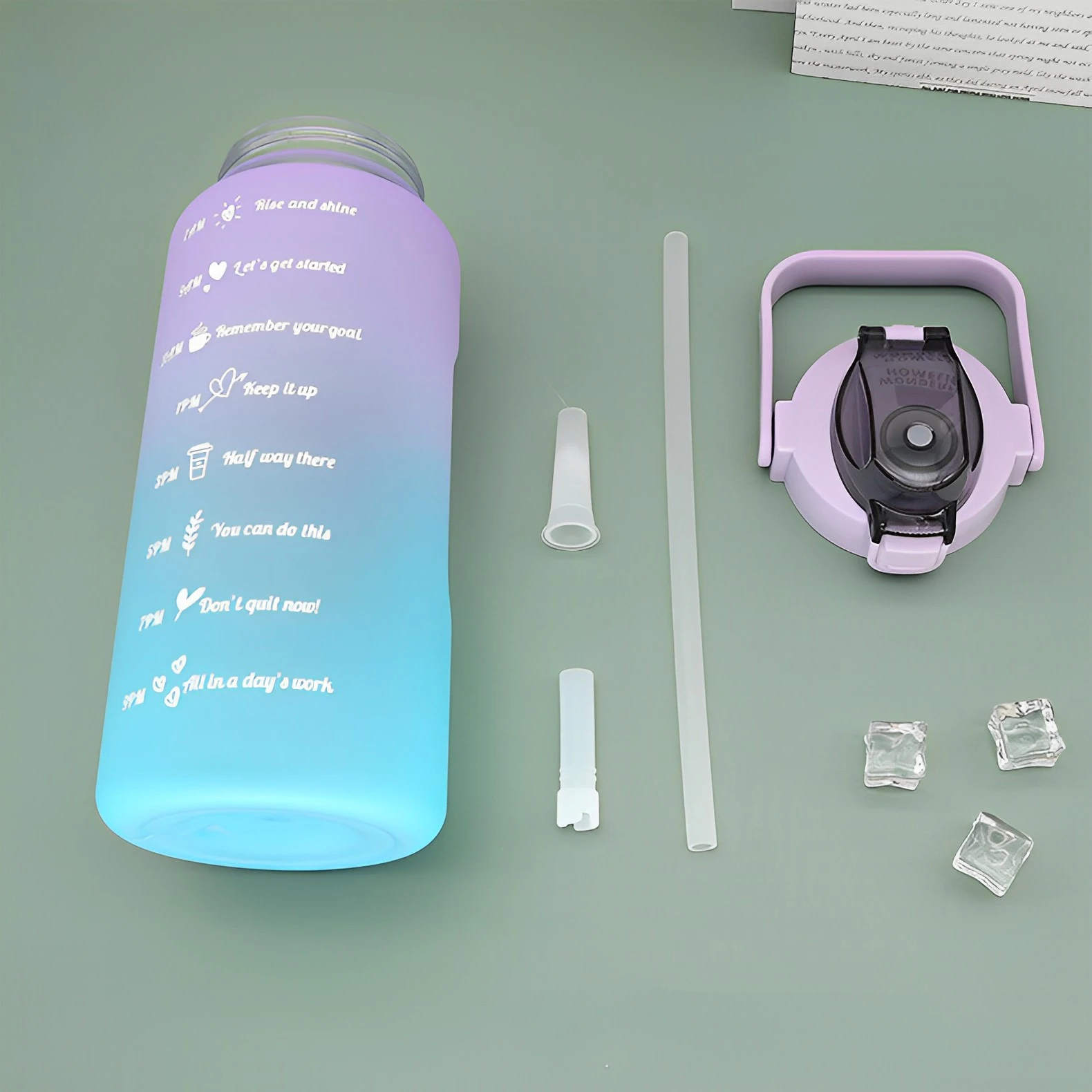 Custom Logo 2-Liter Gym Water Bottle with Time Marker Straw Progressive ...