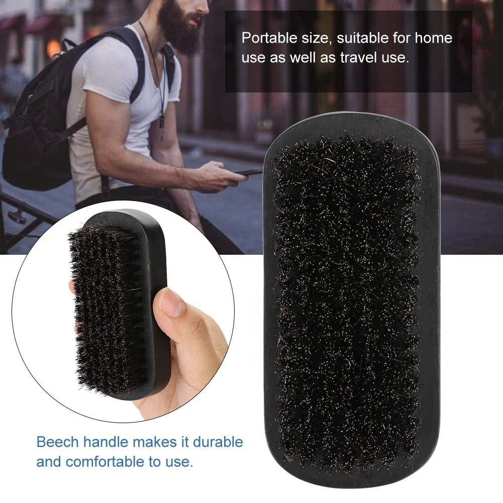 custom logo wholesale mens black Beech growth beard brush product set