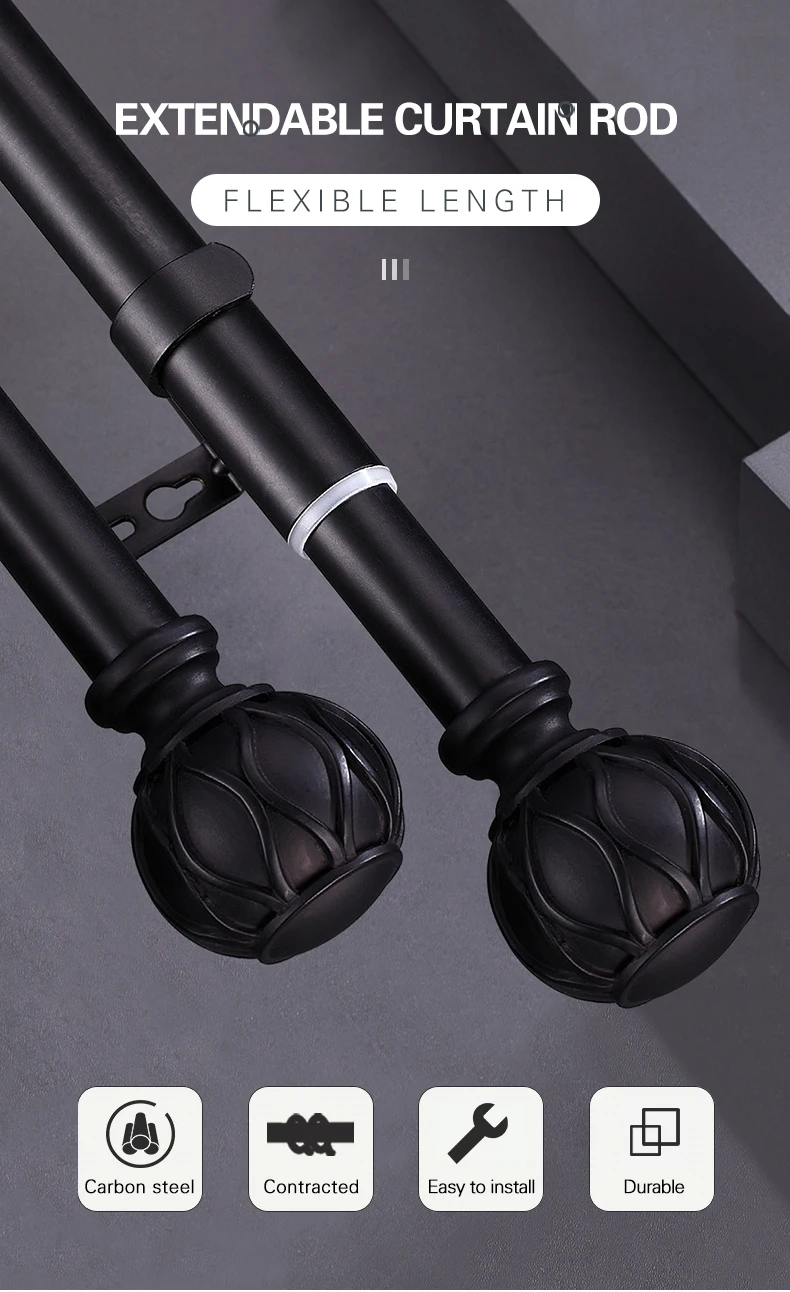 Kyok Telescoping Rod Set With Rattan Curtain Rod Finial Buy Curtain