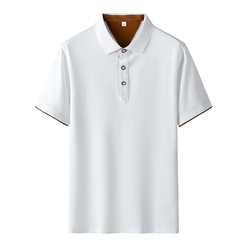 Men's casual color-blocked shirt, breathable pique knit fabric, 95% cotton, 5% polyester, short-sleeved shirt.