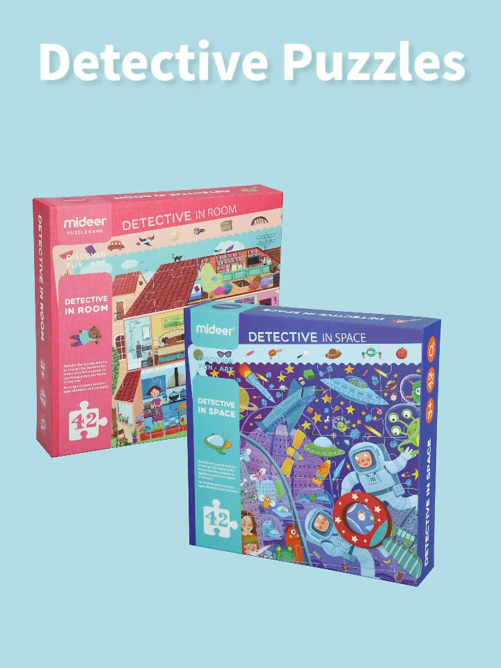 Mideer Detective In Space/room Puzzle With Magnifier For Kids 42 Pieces Children Jigsaw Creative