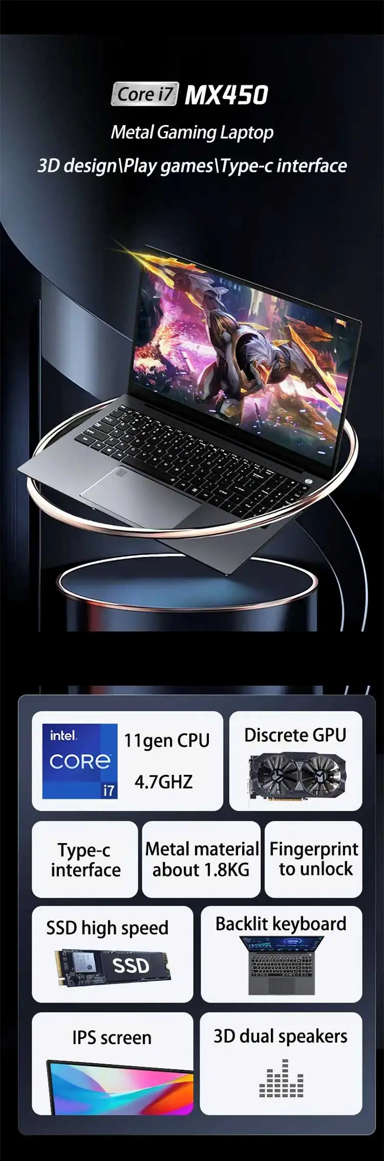 15.6 Inch Core I7 1165g7 11gen Mx450 Discrete Graphics Card 5000mah ...