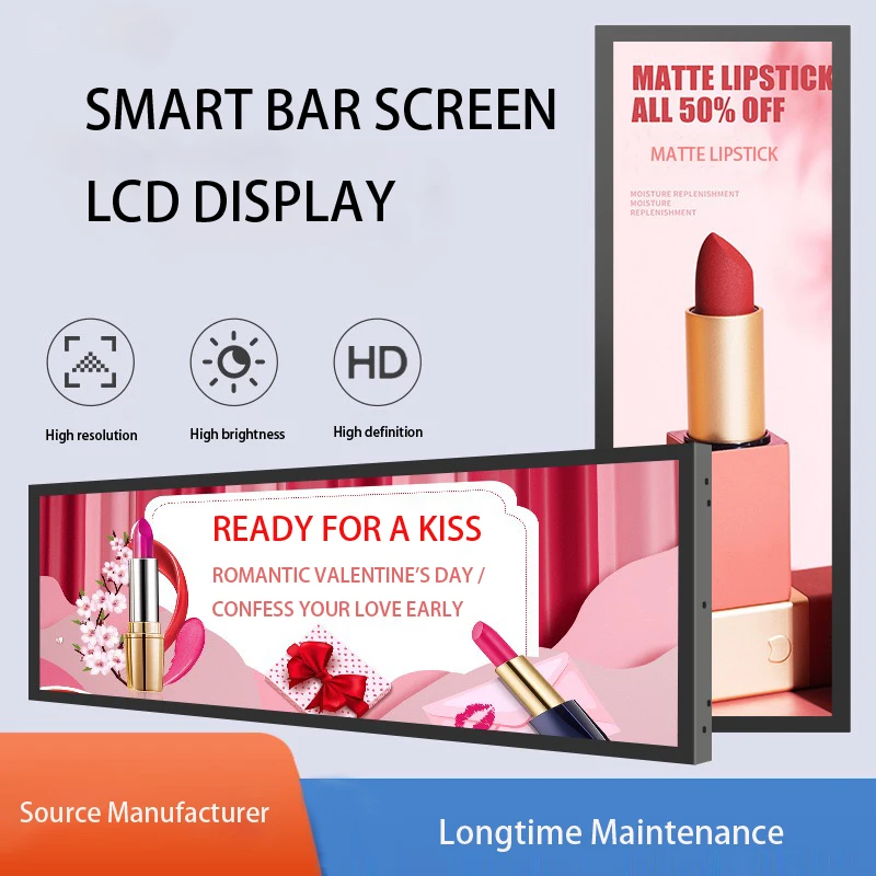 24 inch Supermarket Ultra Wide Strip Shelf Edge Advertising Digital Signage Monitor Type Stretched Bar Lcd Display Screen supplier