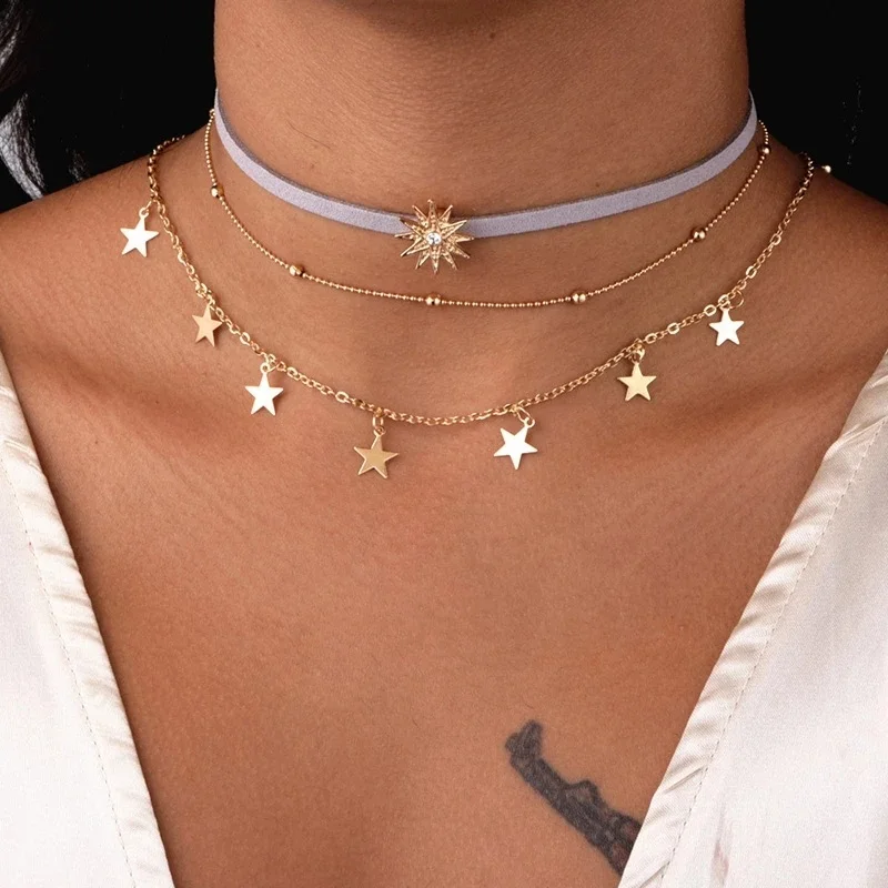 gold sun choker necklace