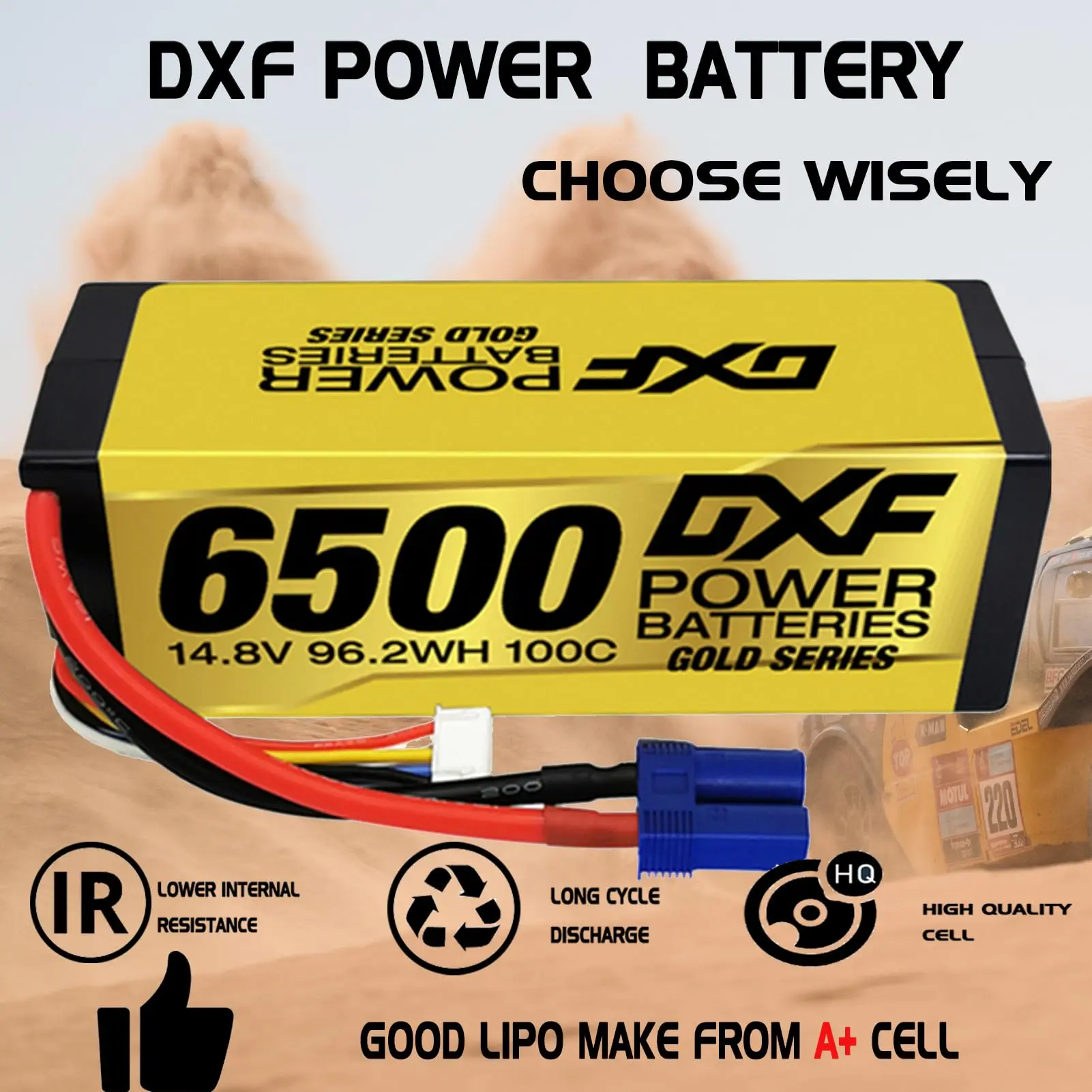 Batteria lipo 4s dxf 6500mah 100c hardcase con ec5 per rc_voghion.com