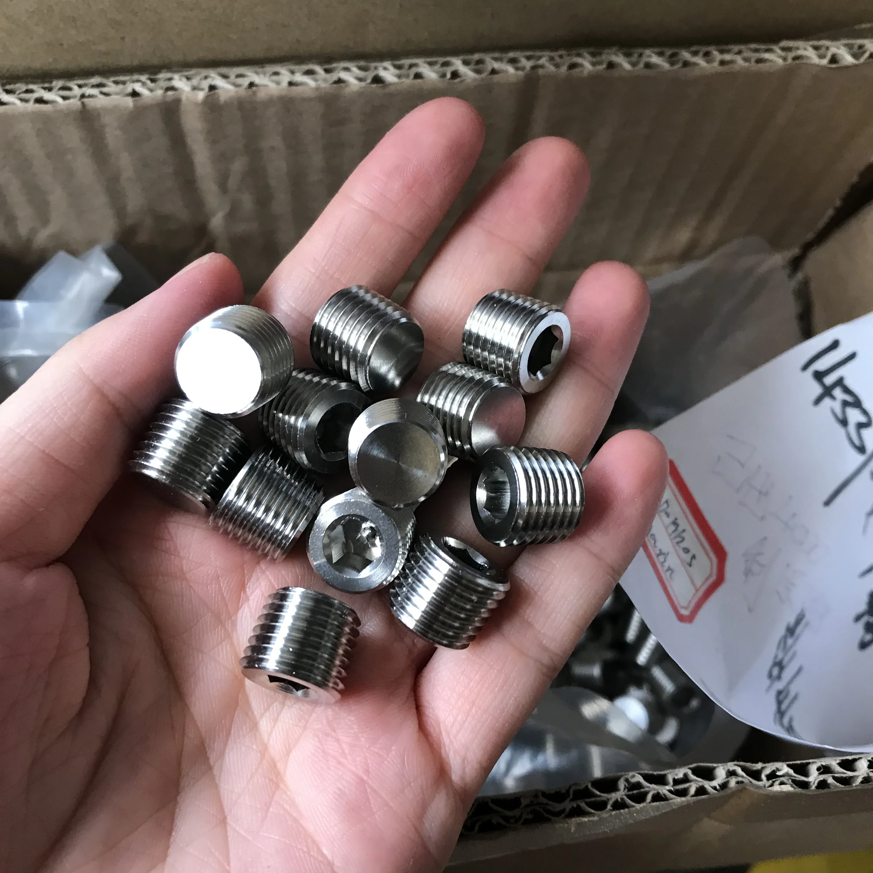Custom nylon tip headless hexagon allen screw flat point oem brass stainless steel hollow screws hex socket head grub set screw