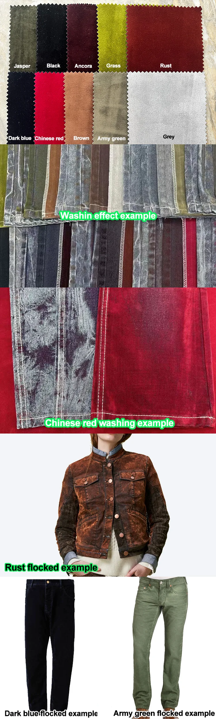 flocking denim dispaly