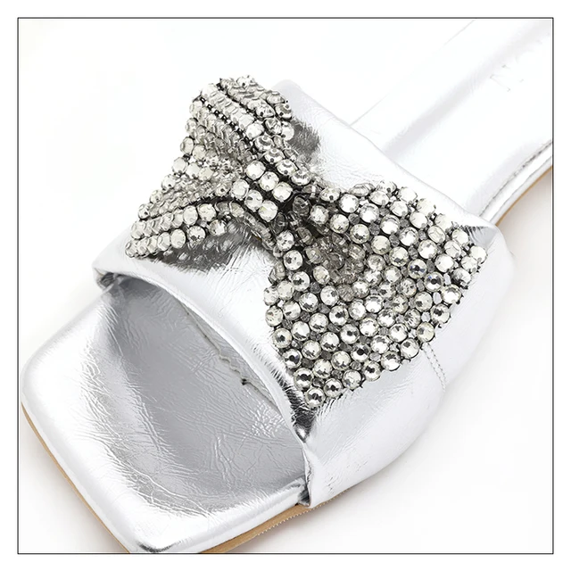 Hot selling diamond shoes surface mesh diamond shoes flower bow accessories DIY manufacturers wholesale bow shoes flower