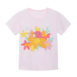 Wholesale Customizable Printed Flower Girls Casual T Shirt in Summer Round Neck T Shirt for Girls