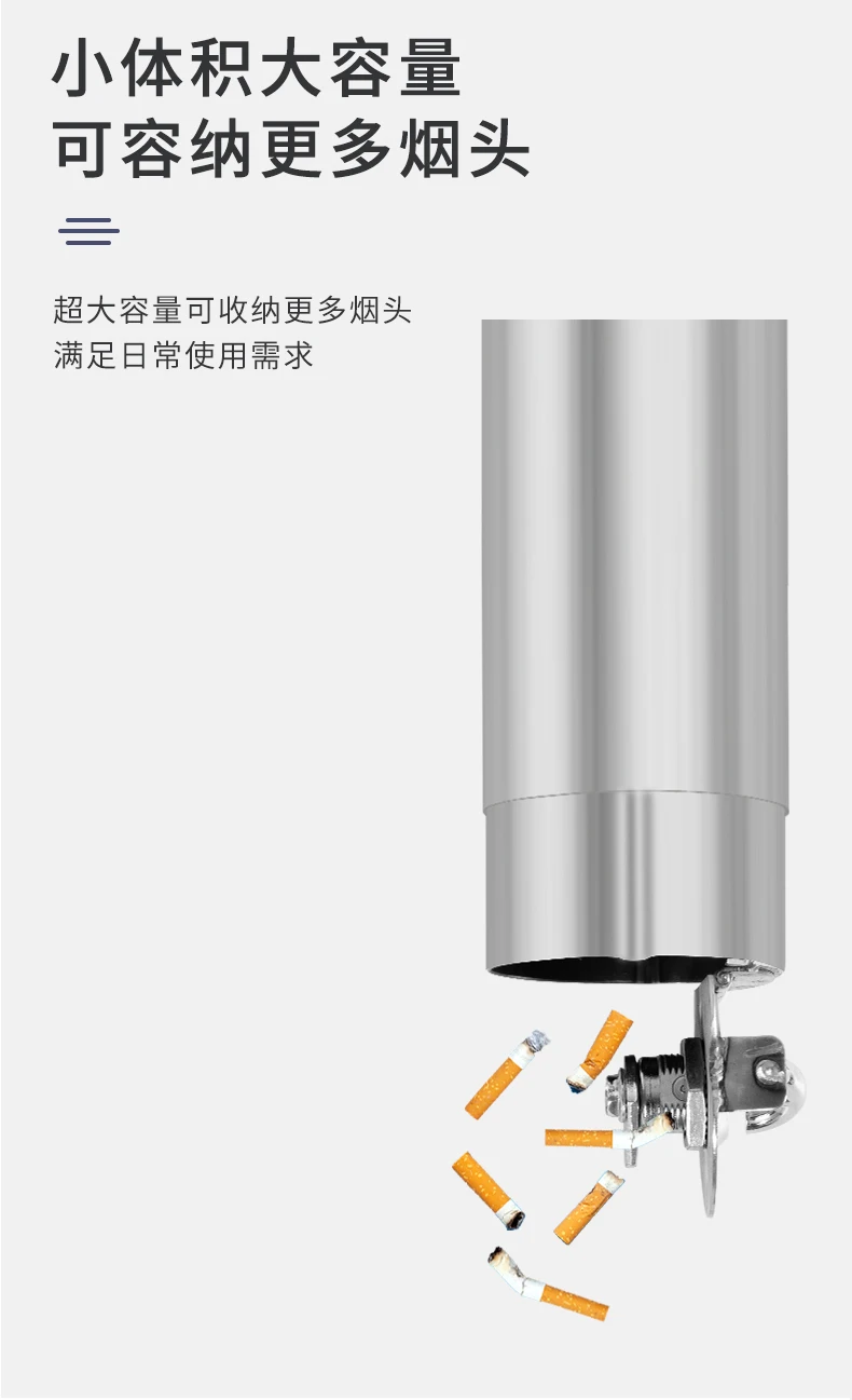 Weatherproof Ashtray Stand Outdoor Ashtray Column Cigarette Butt Receptacle Cigarette Butt Disposal Column 36-inch Metal Silver