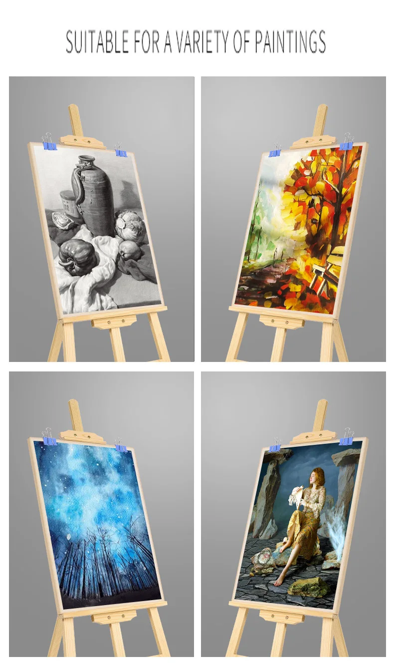 A Frame Easel 59" To 69"h Hold Canvas To 49" Pine Wood Large Artist